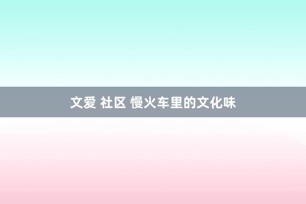 文爱 社区 慢火车里的文化味