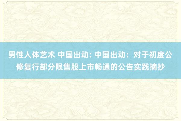 男性人体艺术 中国出动: 中国出动：对于初度公修复行部分限售股上市畅通的公告实践摘抄