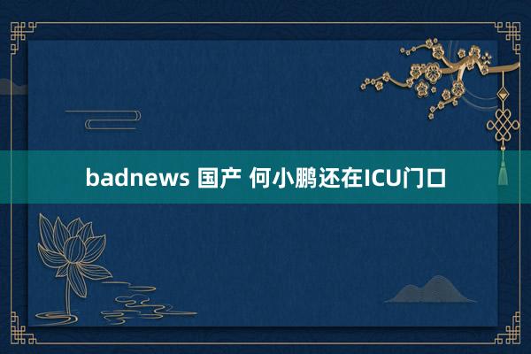 badnews 国产 何小鹏还在ICU门口
