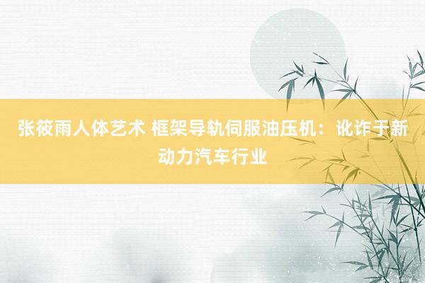 张筱雨人体艺术 框架导轨伺服油压机：讹诈于新动力汽车行业