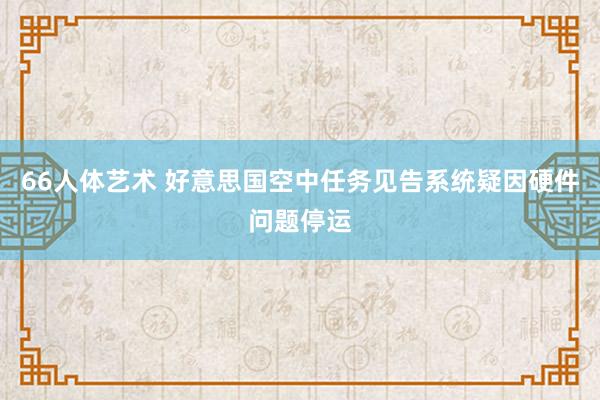 66人体艺术 好意思国空中任务见告系统疑因硬件问题停运