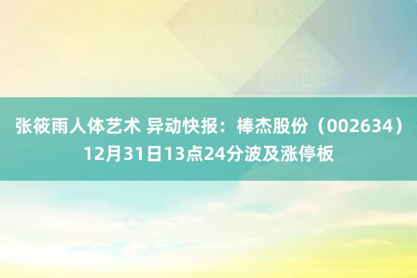 张筱雨人体艺术 异动快报：棒杰股份（002634）12月31日13点24分波及涨停板
