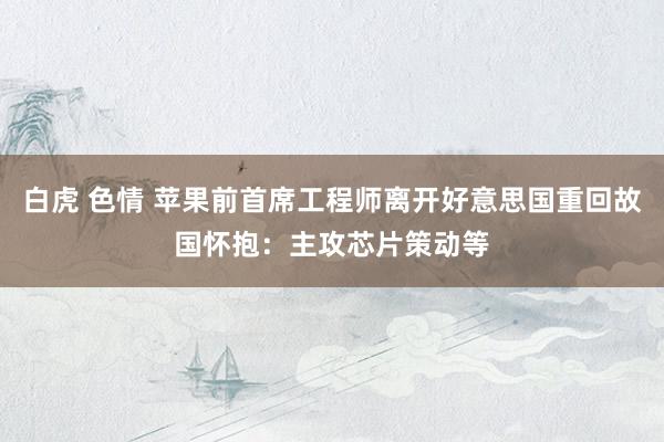 白虎 色情 苹果前首席工程师离开好意思国重回故国怀抱：主攻芯片策动等