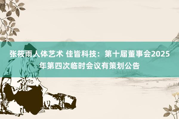 张筱雨人体艺术 佳皆科技：第十届董事会2025年第四次临时会议有策划公告