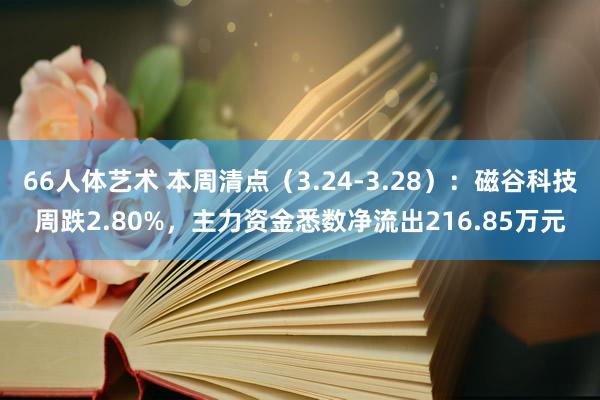 66人体艺术 本周清点（3.24-3.28）：磁谷科技周跌2.80%，主力资金悉数净流出216.85万元