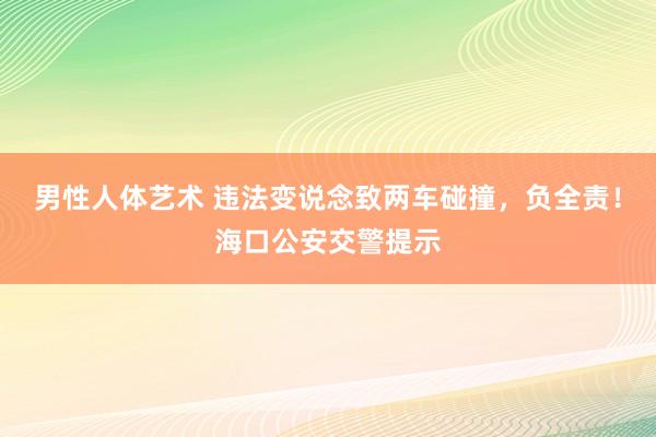 男性人体艺术 违法变说念致两车碰撞，负全责！海口公安交警提示