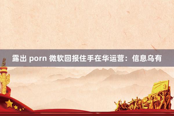 露出 porn 微软回报住手在华运营：信息乌有