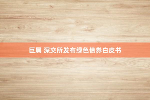 巨屌 深交所发布绿色债券白皮书