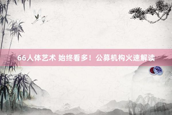 66人体艺术 始终看多！公募机构火速解读
