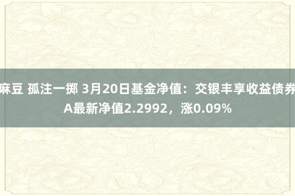 麻豆 孤注一掷 3月20日基金净值：交银丰享收益债券A最新净值2.2992，涨0.09%