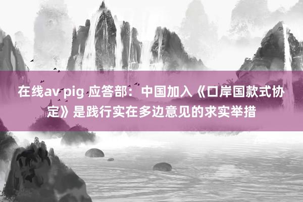 在线av pig 应答部：中国加入《口岸国款式协定》是践行实在多边意见的求实举措