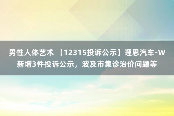 男性人体艺术 【12315投诉公示】理思汽车-W新增3件投诉公示，波及市集诊治价问题等