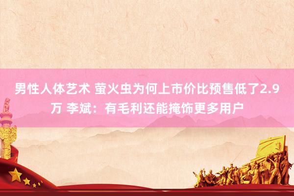 男性人体艺术 萤火虫为何上市价比预售低了2.9万 李斌：有毛利还能掩饰更多用户
