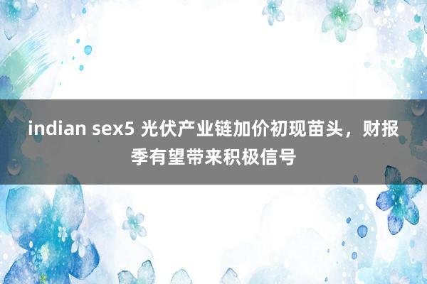 indian sex5 光伏产业链加价初现苗头，财报季有望带来积极信号