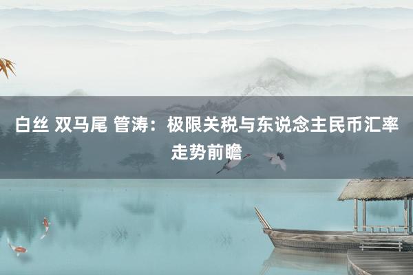 白丝 双马尾 管涛：极限关税与东说念主民币汇率走势前瞻