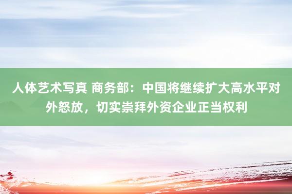 人体艺术写真 商务部：中国将继续扩大高水平对外怒放，切实崇拜外资企业正当权利